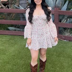 House of CB Analissa VINTAGE CREAM ROSE PRINT CORSET MINI DRESS